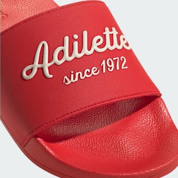 Adidas Men's Red ADILETTE SHOWER SLIDES Slip on Sandals size 12 - Picture 5 of 13